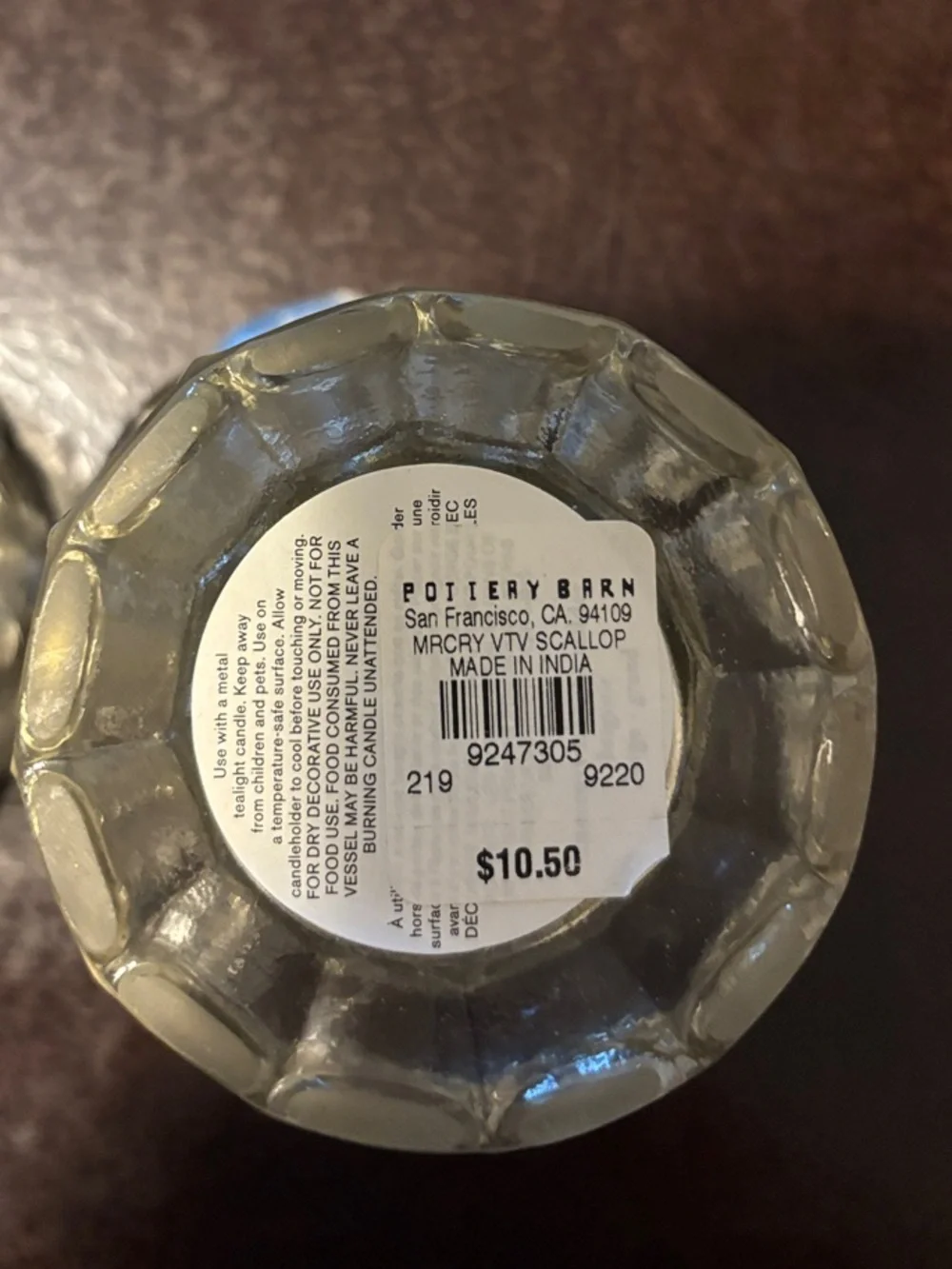 Pottery Barn Scalloped Smoked Glass Votive Set - Gray, Smoke